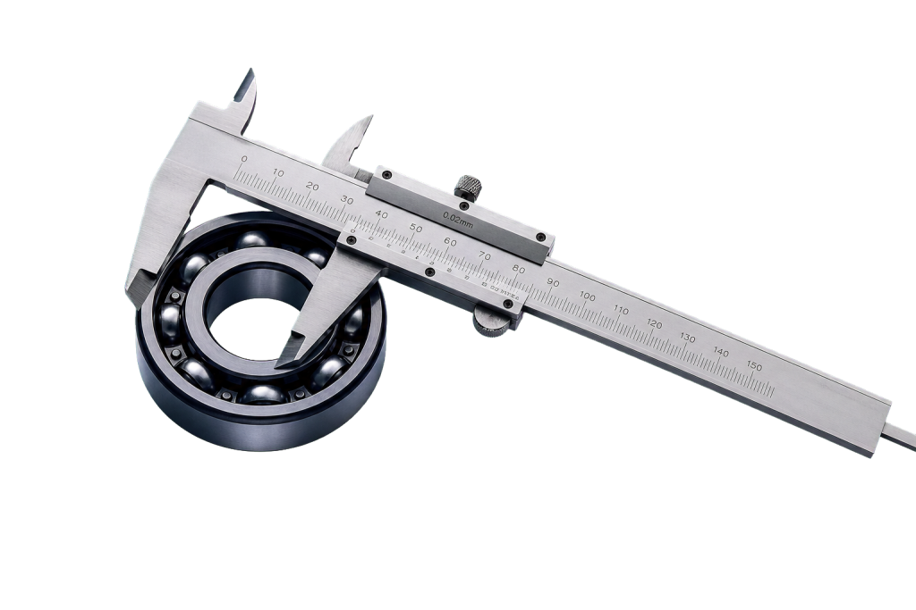 Caliper measuring a precision bearing